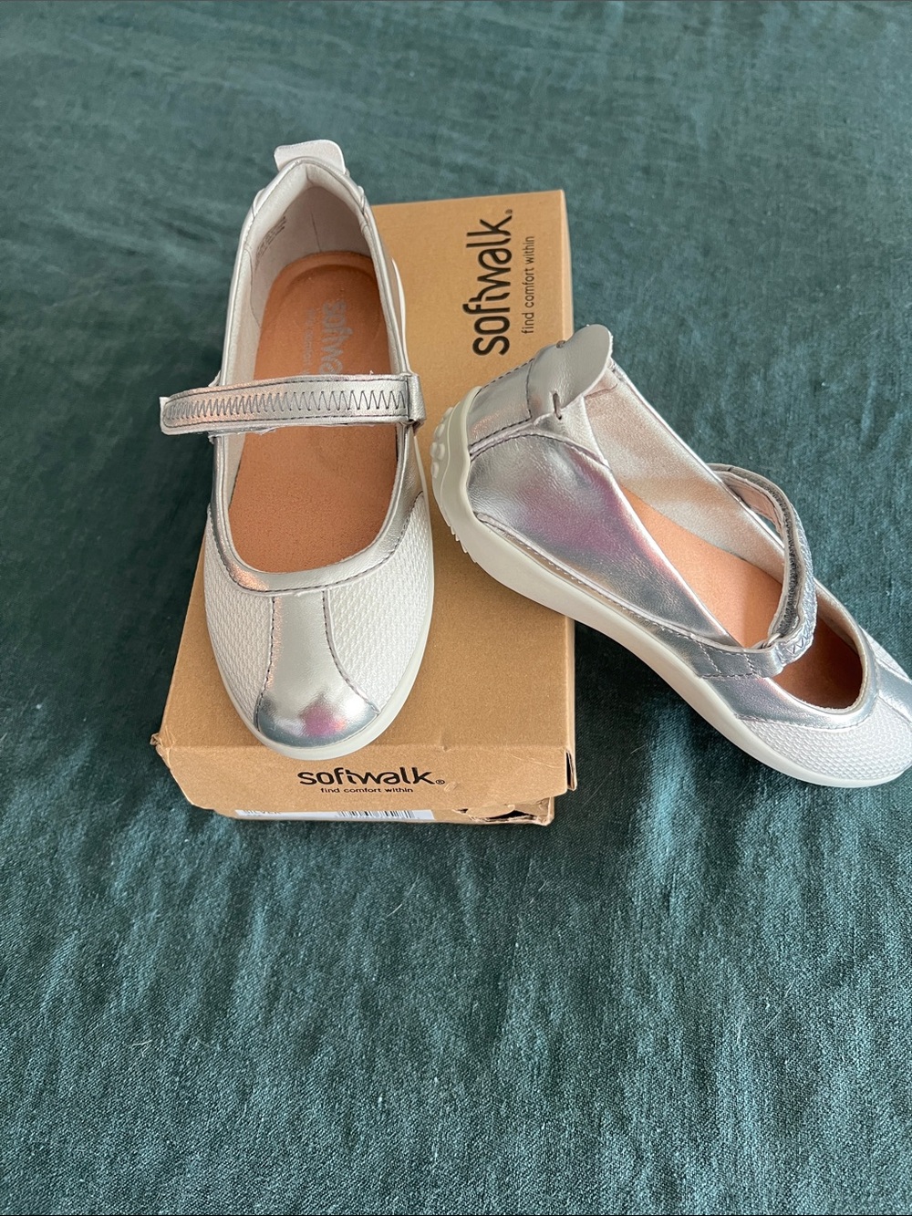 SoftWalk Women’s Metallic Silver Mary Jane Shoes